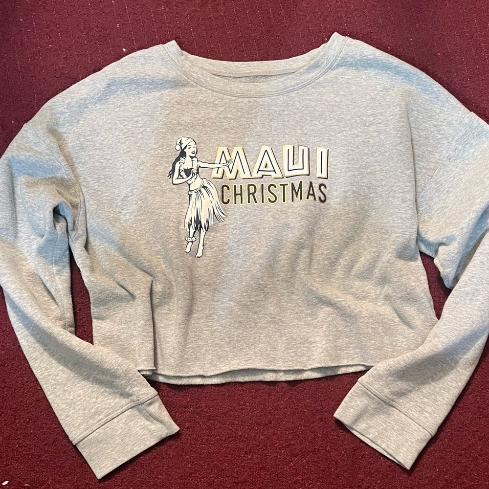 AERO Gray cropped Maui Christmas Sweatshirt